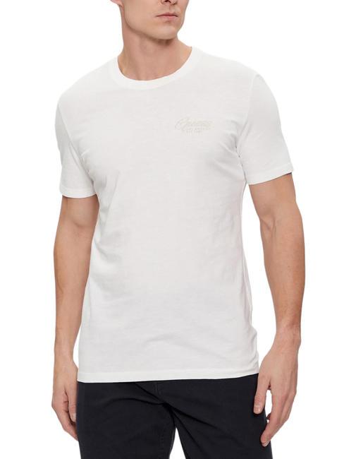 GUESS TRIANGLE ITALIS T-shirt en cotton sel blanc - T-shirt