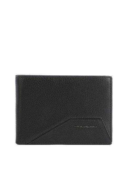 PIQUADRO RHINO Portefeuille en cuir, avec rabat Noir - Portefeuilles Homme