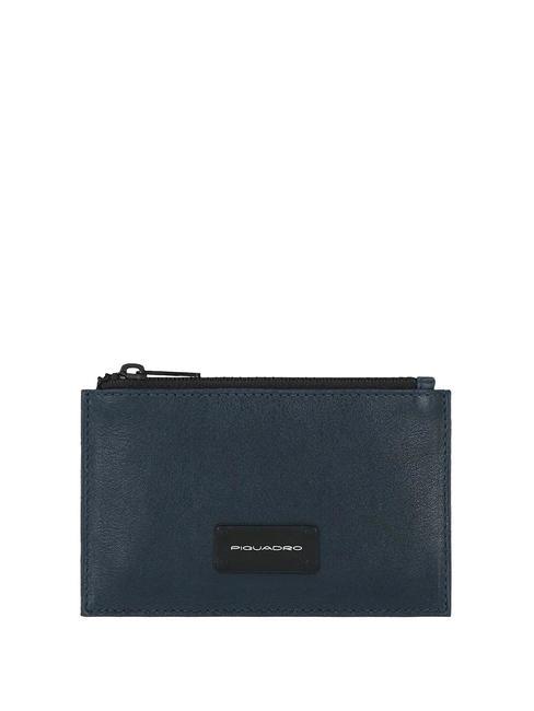 PIQUADRO HARPER Pochette portefeuille en cuir bleu - Portefeuilles Homme