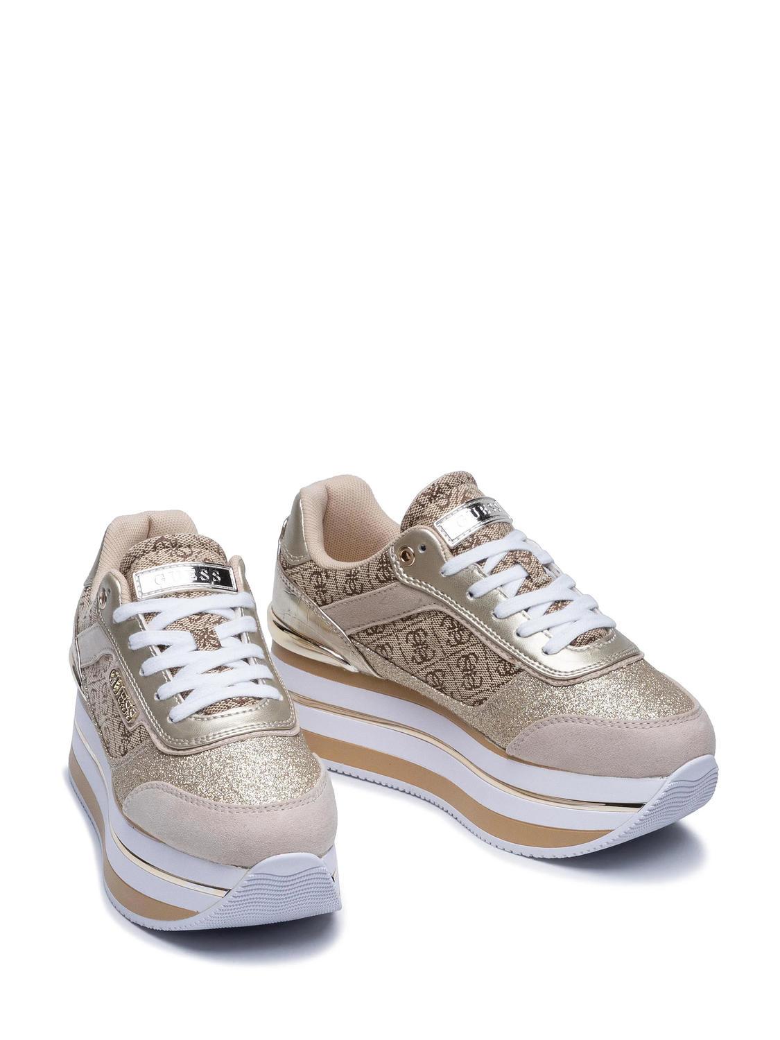 Guess Hansin Baskets Plateforme Beige Marron Achetez Prix