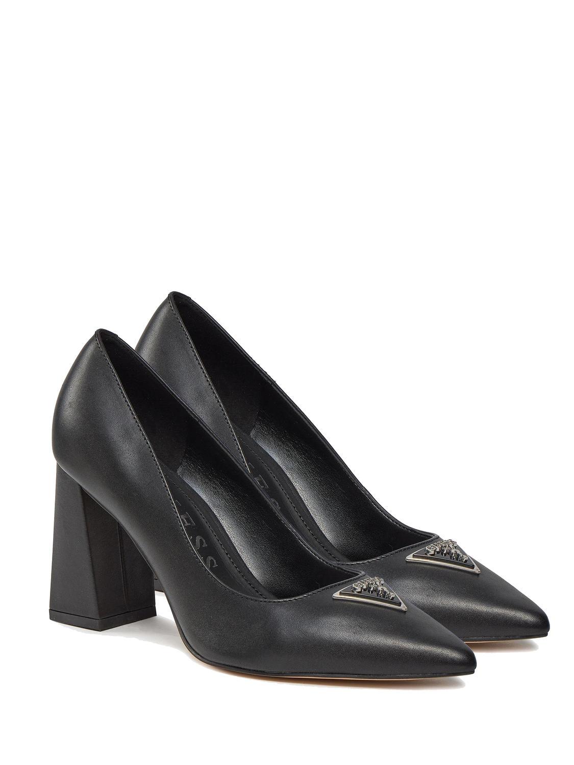 Guess Barson Escarpins En Cuir A Talon Large Noir Achetez A Prix Outlet
