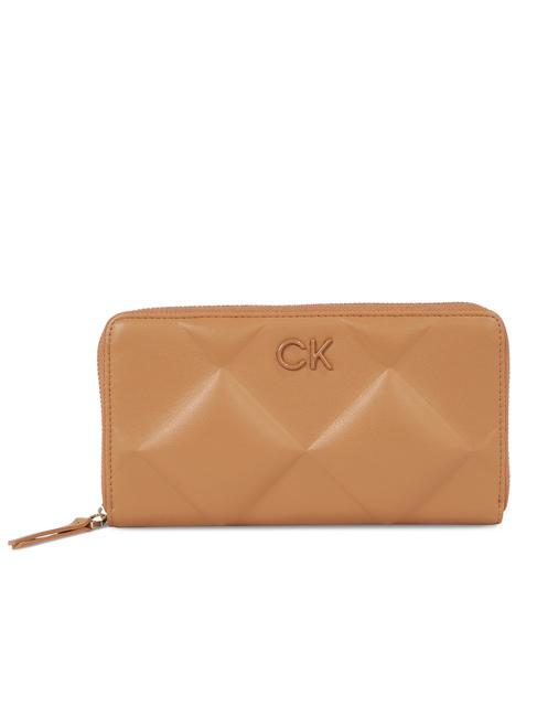 CALVIN KLEIN RE-LOCK QUILT Grand portefeuille zippé autour cassonade - Portefeuilles Femme