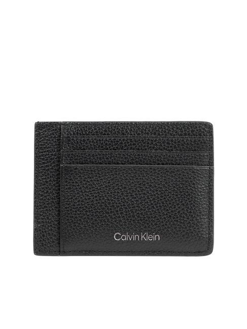 CALVIN KLEIN WARMTH ID Porte-cartes et porte-monnaie en cuir ck noir - Portefeuilles Homme
