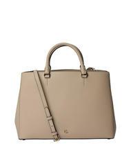 RALPH LAUREN HANNA Grand sac &agrave; main en cuir beige clair - Sacs pour Femme - 1