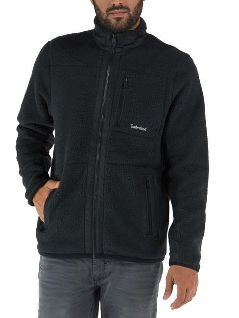 TIMBERLAND MIX MEDIA Sweat polaire entièrement zippé NOIR - Pulls molletonnés