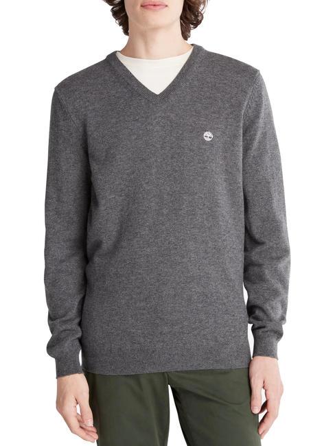 TIMBERLAND MERINO Pull col V en laine mélangée foncé / gris / chiné - Pulls pour hommes