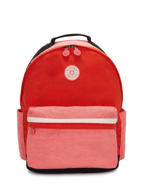 KIPLING DAMIEN M Sac à dos avec support pour ordinateur 13" bloc rose tango - Sacs à dos pour l'École & les Loisirs