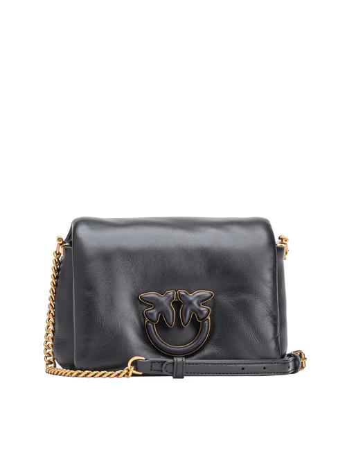 PINKO LOVE CLICK PUFF Mini sac porté épaule en cuir couleur de bloc de limousine noire - Sacs pour Femme