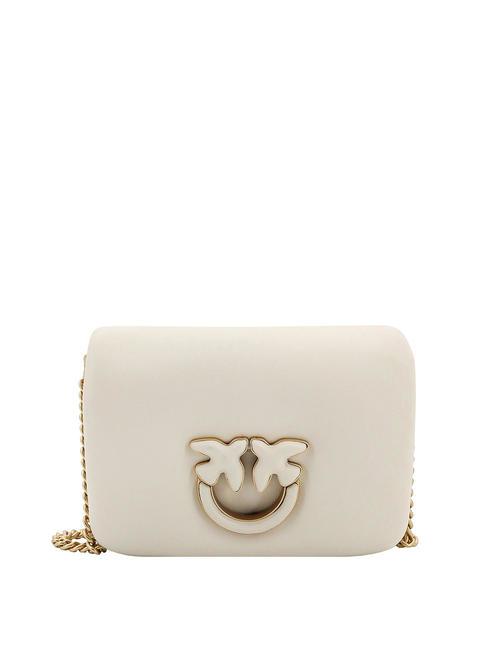 PINKO LOVE CLICK PUFF Mini sac porté épaule en cuir blanc + couleur bloc blanc - Sacs pour Femme