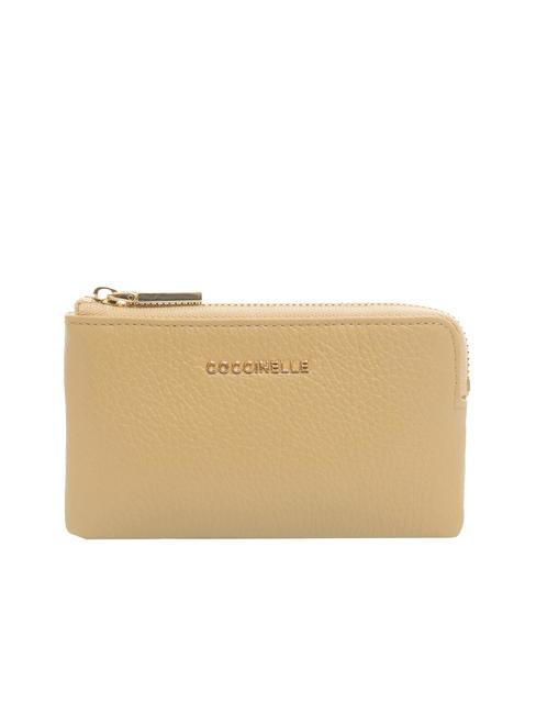 COCCINELLE METALLIC SOFT Porte-monnaie enveloppe beige frais - Portefeuilles Femme