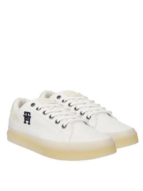 TOMMY HILFIGER TH HI VULC STREET LOW MIX Baskets en tissu blanc - Chaussures Homme