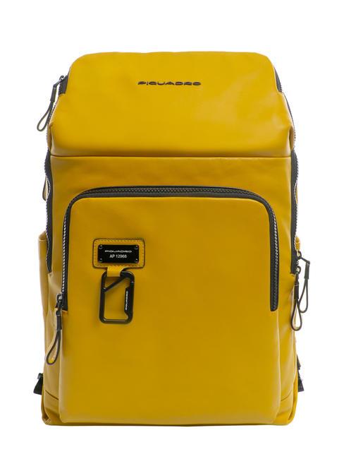 PIQUADRO HARPER Sac à dos pour ordinateur portable 15,6", en cuir jaune - Sacs à dos pour ordinateur portable