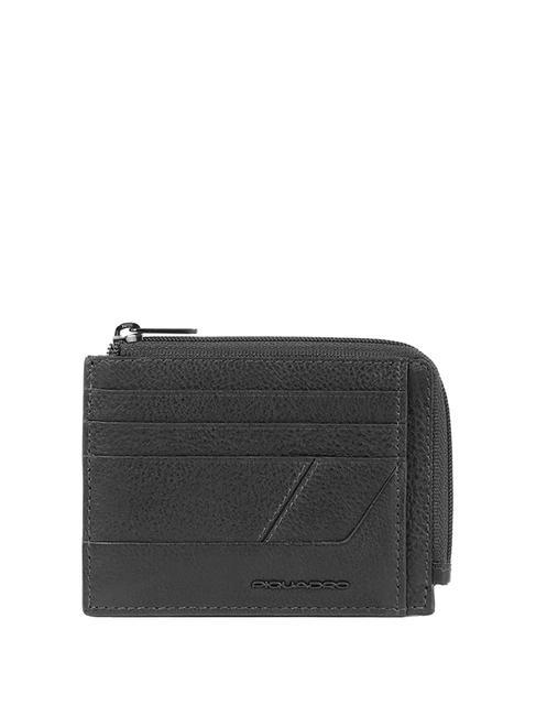 PIQUADRO S129  Porte-cartes / porte-monnaie en cuir Noir - Portefeuilles Homme