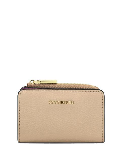 COCCINELLE METALLIC TRICOLOR Porte-feuille en cuire pain grill&eacute;/&eacute;corce/dahl - Portefeuilles Femme