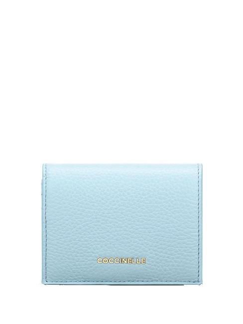COCCINELLE METALLIC SOFT Petit portefeuille en cuir aquarelle bleue - Portefeuilles Femme