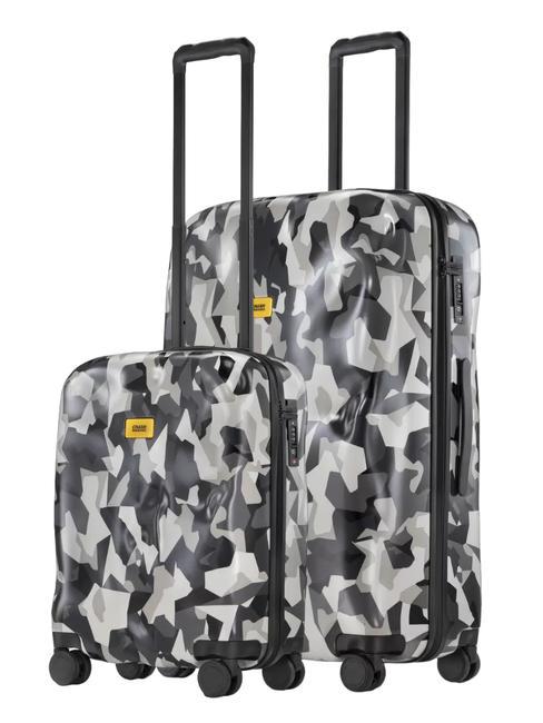 CRASH BAGGAGE ICON PATTERN Lot de 2 chariots : cabine et grand gris camouflage - Ensemble Valises