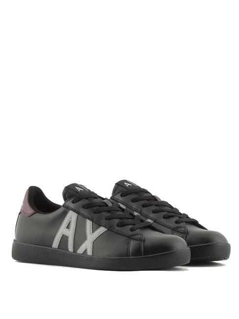 ARMANI EXCHANGE A|X Baskets en cuir homme noir+gris+bordeau - Chaussures Homme