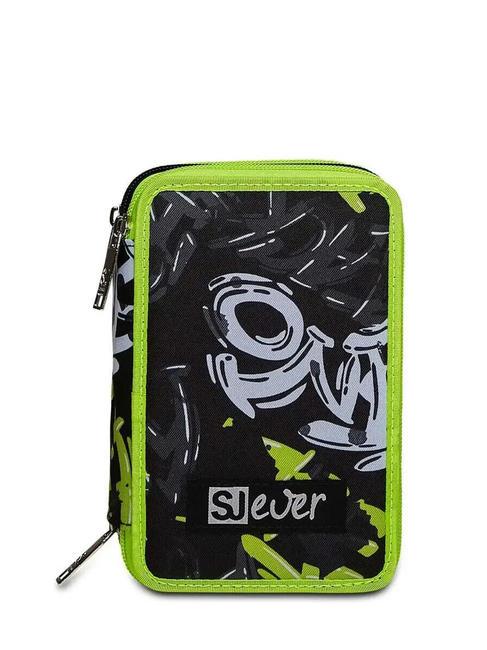 SJGANG EVER URBY BOY Trousse 3 zips avec trousse scolaire Noir - Étuis et Accessoires