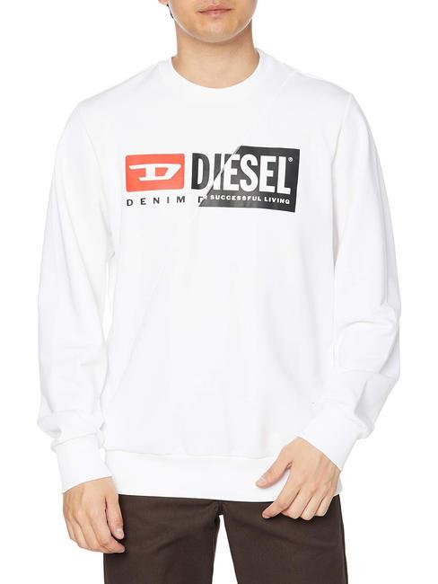 DIESEL S-GIRK Sweat col rond en coton blanc - Pulls molletonnés