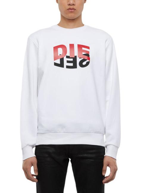 DIESEL S-GIRK Sweat col rond en coton blanc - Pulls molletonnés