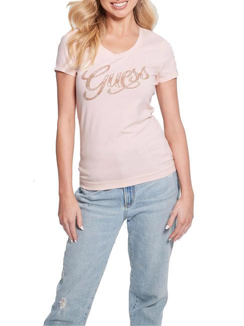 GUESS SCRIPT  T-shirt à manches courtes je veux être rose - T-shirt