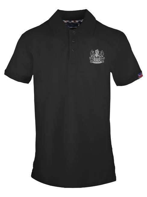 AQUASCUTUM LATERAL LOGO Polo manches courtes en coton stretch noir - chemise polo