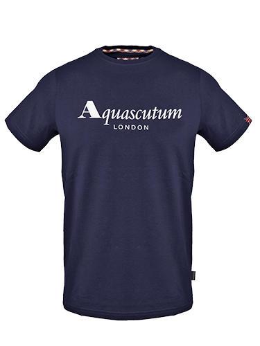 AQUASCUTUM MAXI LOGO T-shirt en cotton marine - T-shirt