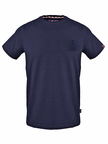AQUASCUTUM TONAL ALDIS LOGO T-shirt en cotton marine - T-shirt