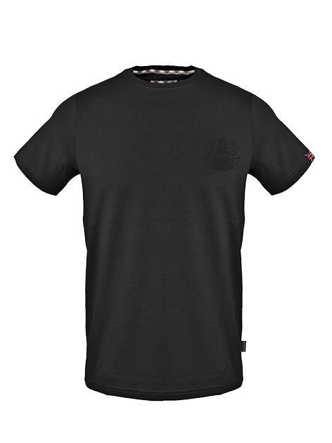AQUASCUTUM TONAL ALDIS LOGO T-shirt en cotton noir - T-shirt