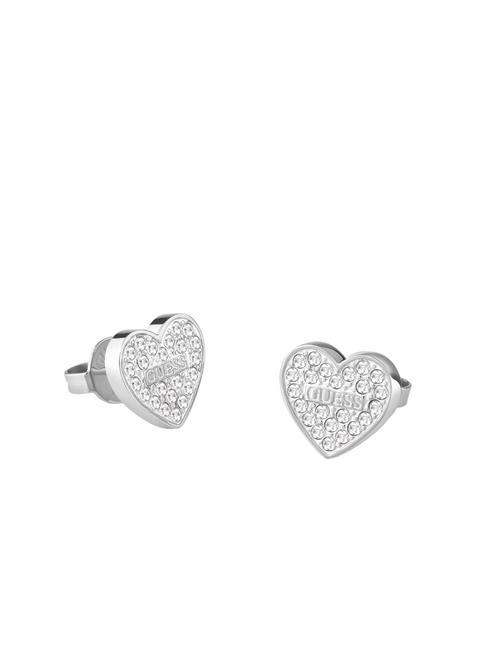 GUESS STUDS PARTY Boucles d'oreilles coeur pavé ARGENT - Boucles d'oreilles