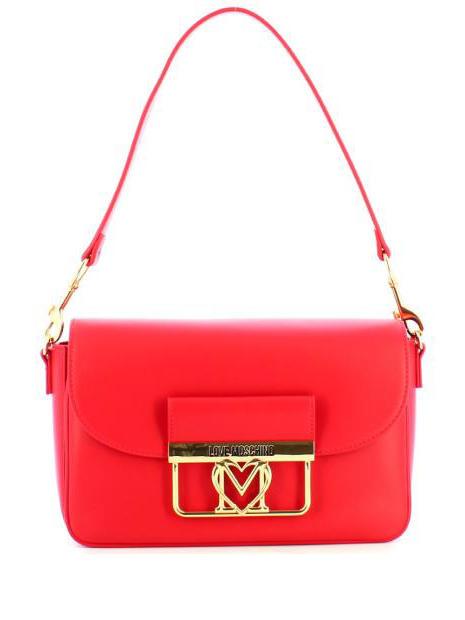LOVE MOSCHINO PLAQUE METALLIC Petit sac bandoulière rouge - Sacs pour Femme