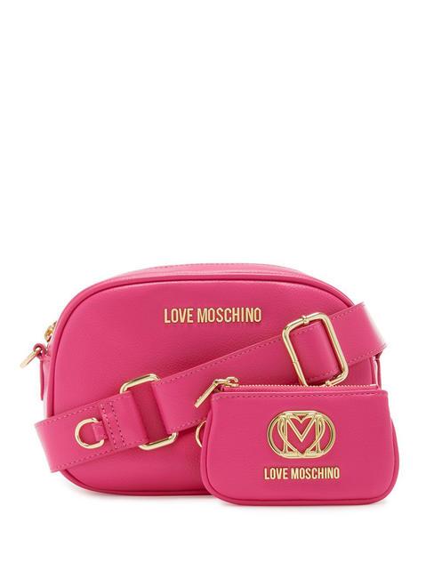 LOVE MOSCHINO METALLIC LOGO Étui pour sac photo avec pochette fuchsia - Sacs pour Femme