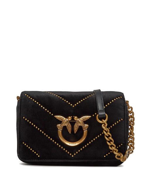 PINKO LOVE CLICK Mini sac en velours avec clous noir-or antique - Sacs pour Femme