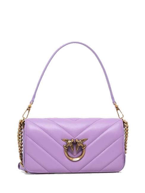 PINKO LOVE CLICK Mini sac en cuir tulipe violet-or antique - Sacs pour Femme