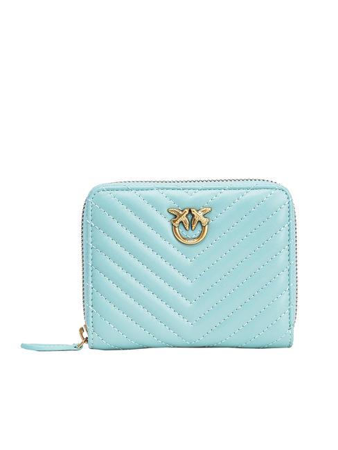 PINKO TAYLOR Quilted Portefeuille zippé bleu mer-or antique - Portefeuilles Femme