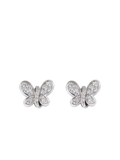 AMEN FARFALLE Boucles d'oreilles argent zircon blanc rhodium - Boucles d'oreilles