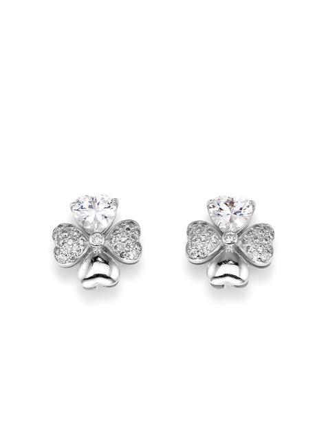 AMEN QUADRICUORE Boucles d'oreilles en argent avec zircons blancs rhodium - Boucles d'oreilles
