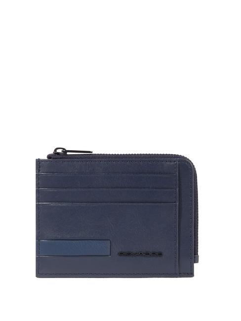 PIQUADRO PAUL Porte-monnaie/porte-cartes en cuir bleu - Portefeuilles Homme