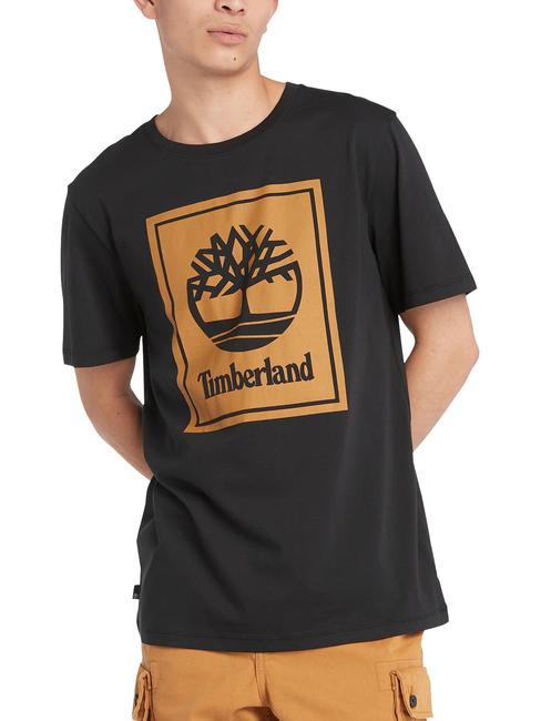 TIMBERLAND STACK LOGO T-shirt en cotton noir / botte de blé - T-shirt