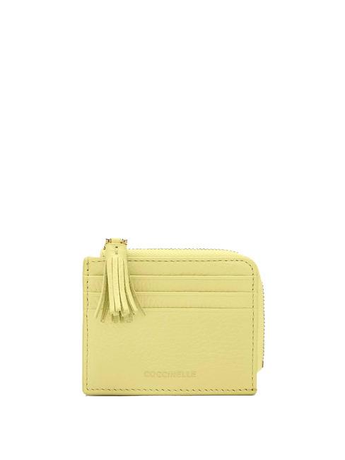 COCCINELLE TASSEL Porte-cartes zippé en cuir martelé lavage à la chaux - Portefeuilles Femme