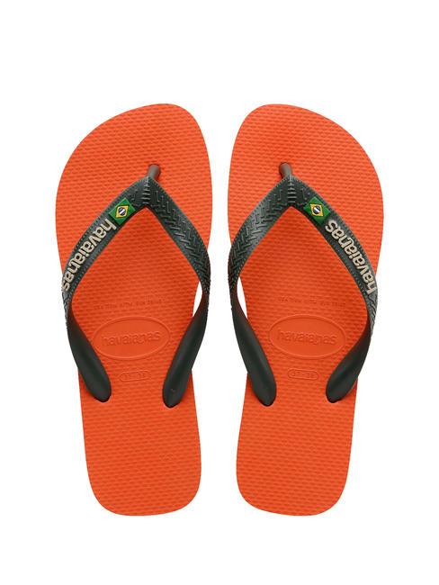 HAVAIANAS BRASIL LOGO Les tongs pour hommes coucher de soleil orange - Chaussures unisexe