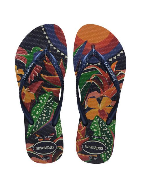 HAVAIANAS  Tongs SLIM TROPICAL MARINE / BLEU / MARINE - Chaussures Femme