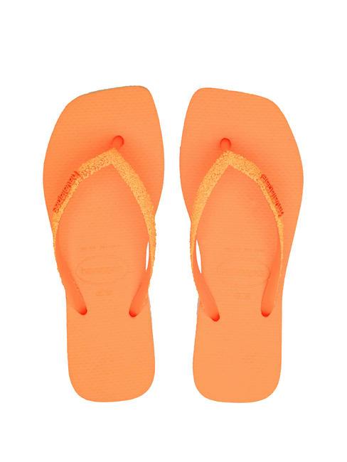 HAVAIANAS SQUARE GLITTER NEON Tongs beige / orange - Chaussures Femme