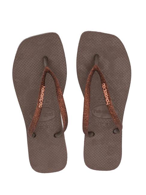 HAVAIANAS SQUARE GLITTER Tongs frère sombre - Chaussures Femme