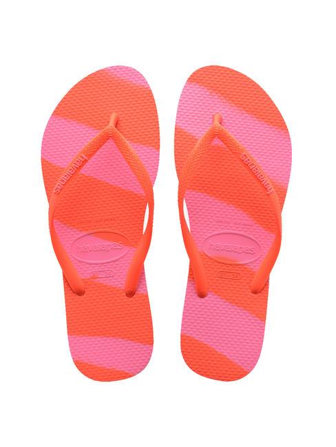 HAVAIANAS SLIM COLOR FUN Tongs corail néon - Chaussures Femme