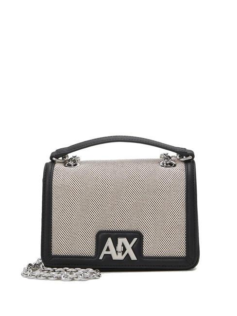 ARMANI EXCHANGE A|X CANVAS Sac porté épaule convertible en chaîne noir/toile spn - Sacs pour Femme