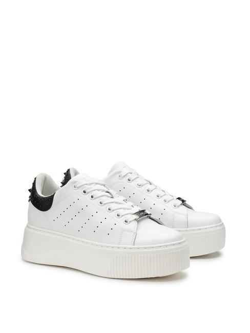 CULT PERRY 4236 Baskets en cuir avec clous blanc noir - Chaussures Femme