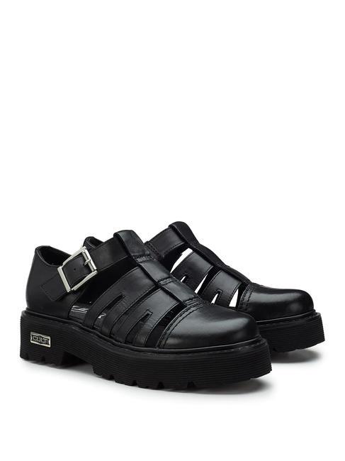 CULT SLASH 4210 Paysage en cuir découpé noir - Chaussures Femme