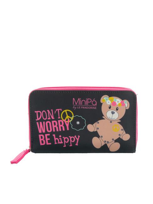 MINIPA' DON'T WORRY BE HIPPY Grand portefeuille zippé autour Noir - Sacs et accessoires Enfants