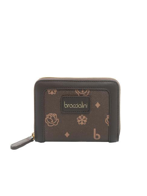 BRACCIALINI MONOGRAM Petit portefeuille zippé autour marron - Portefeuilles Femme
